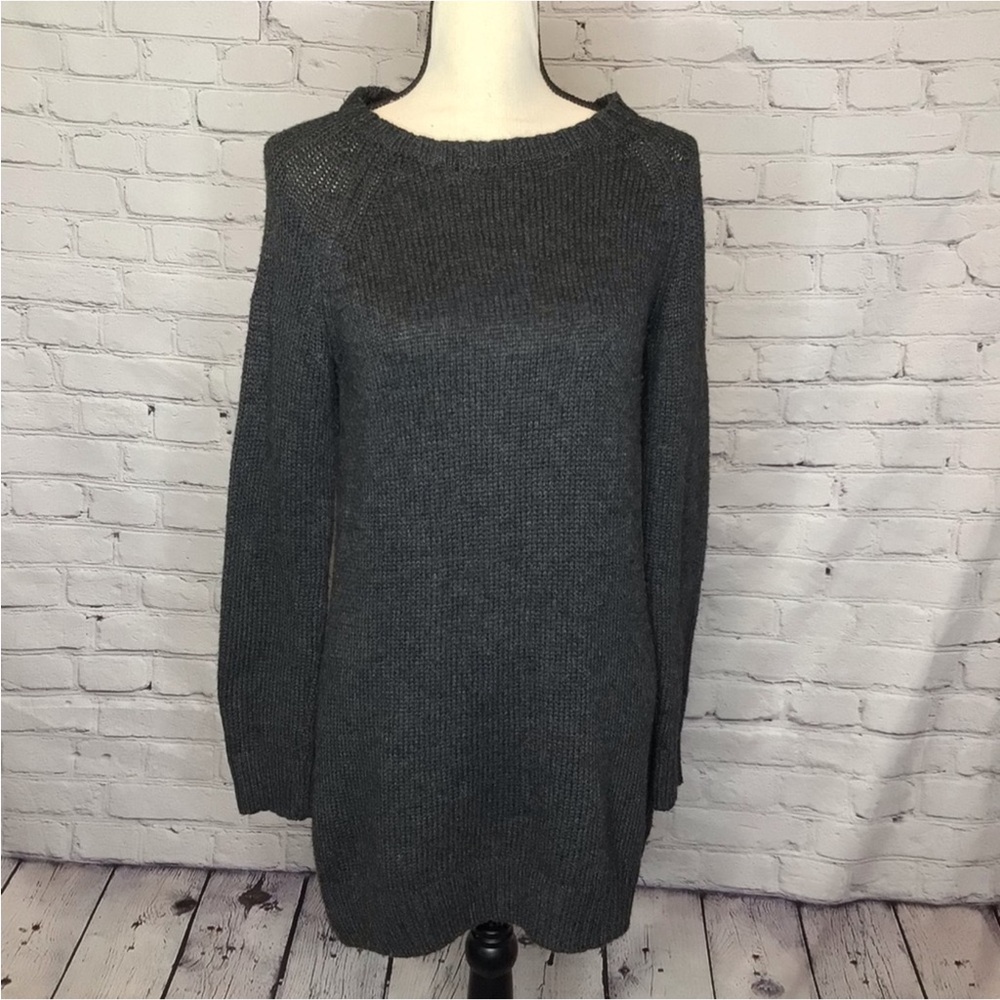 H&M Gray Tunic Sweater Pullover Raglan Long Sleeves Small